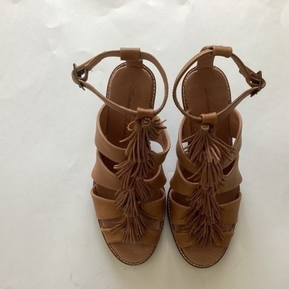 Women’s Tan Fringe Ankle-Strap Sandals